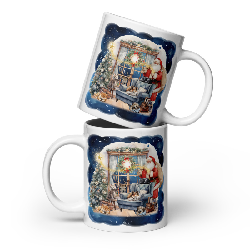 Santa's visit white mug