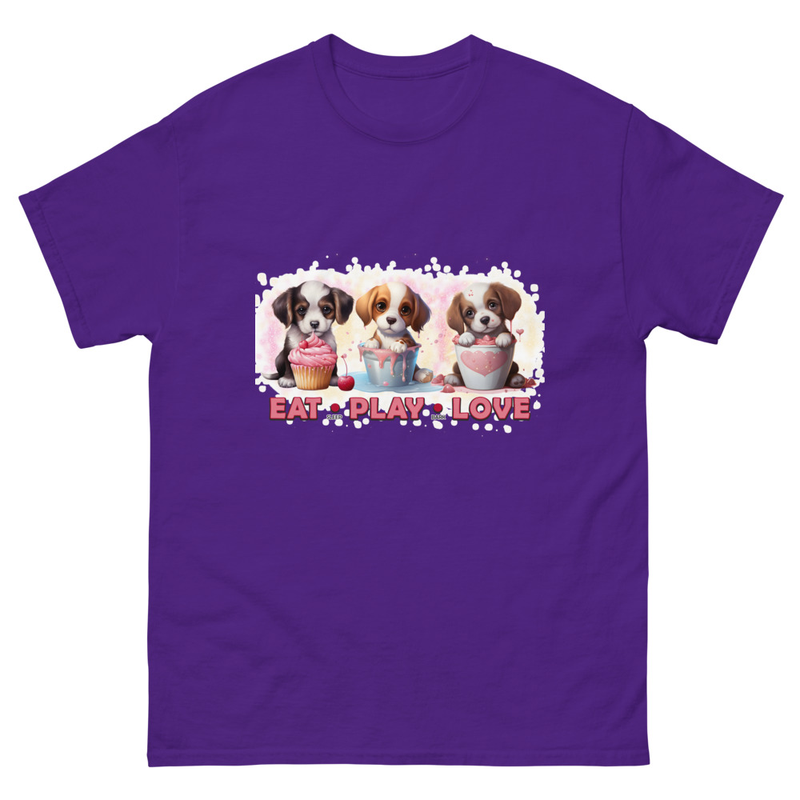 Eat Play Love Puppies unisex tee