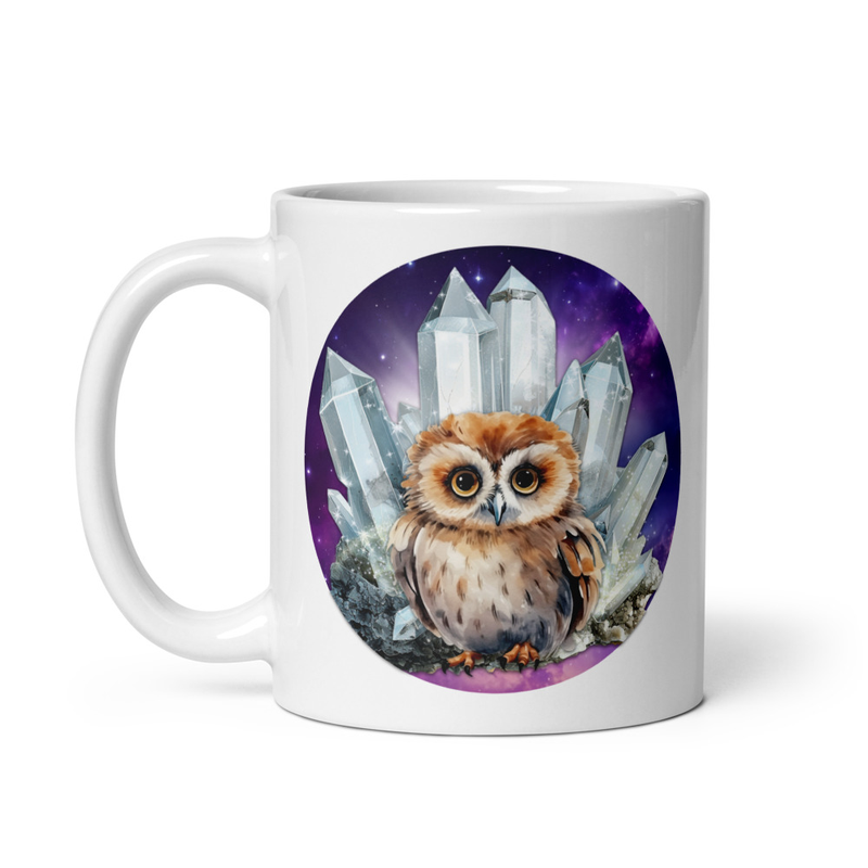 Owl Crystal white mug