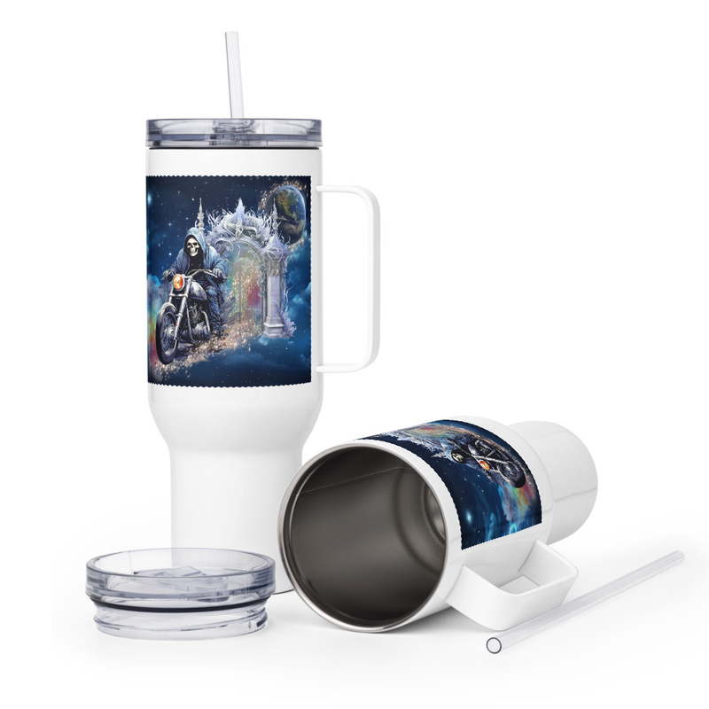 Skeleton motorcycle travel mug