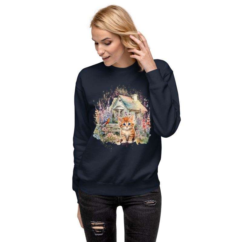 Orange stripe kitten unisex sweatshirt
