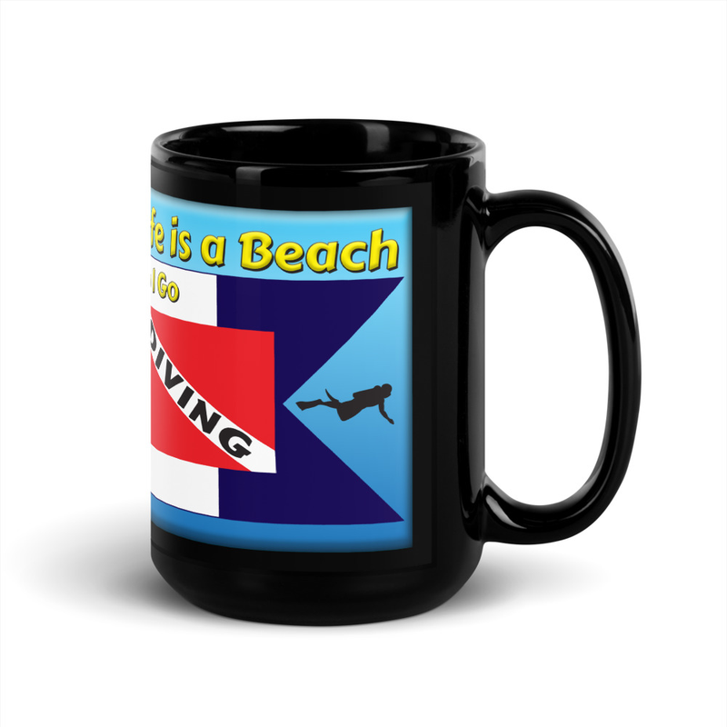 Life is a Beach Diving black mug