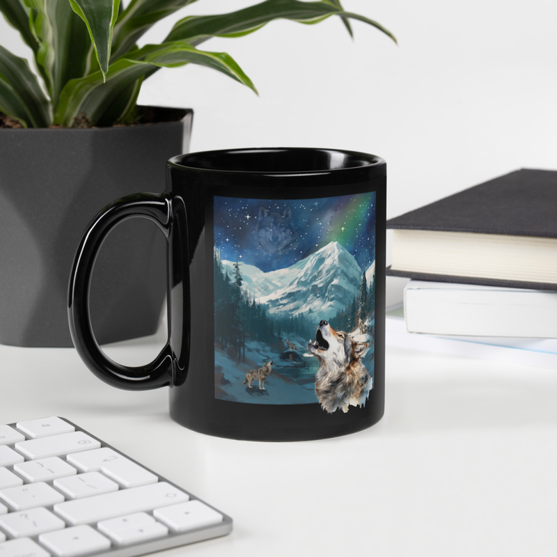 Howling Wolves black mug