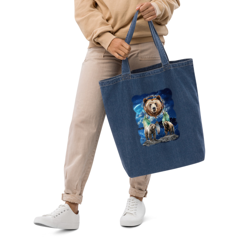 Dream Bears Organic denim tote bag