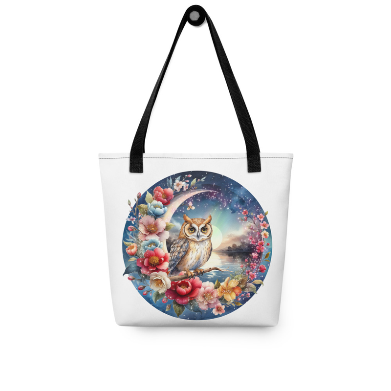 Owl Moon Floral tote bag