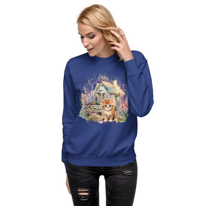 Orange stripe kitten unisex sweatshirt