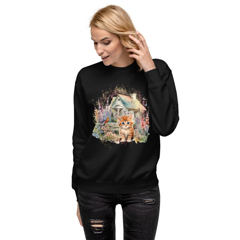 Orange stripe kitten unisex sweatshirt