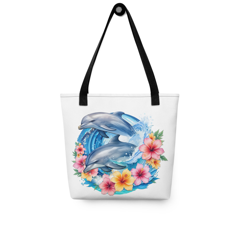 Dolphins floral tote bag