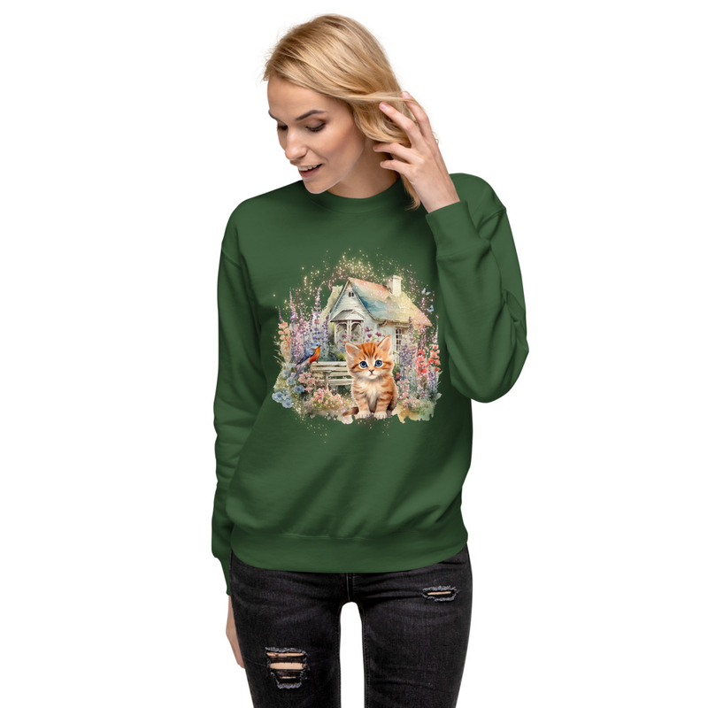 Orange stripe kitten unisex sweatshirt