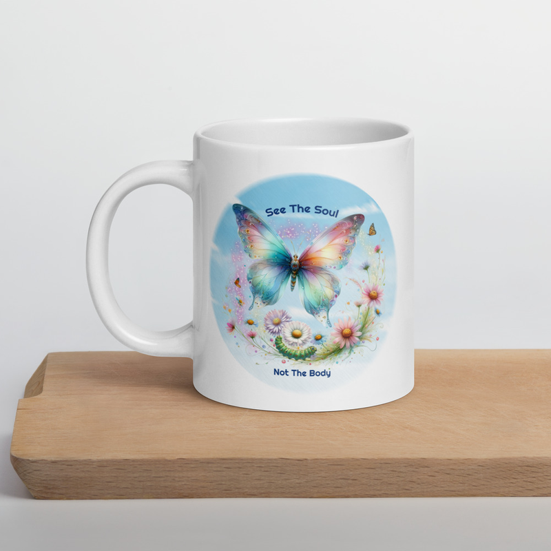 Butterfly See The Soul white mug