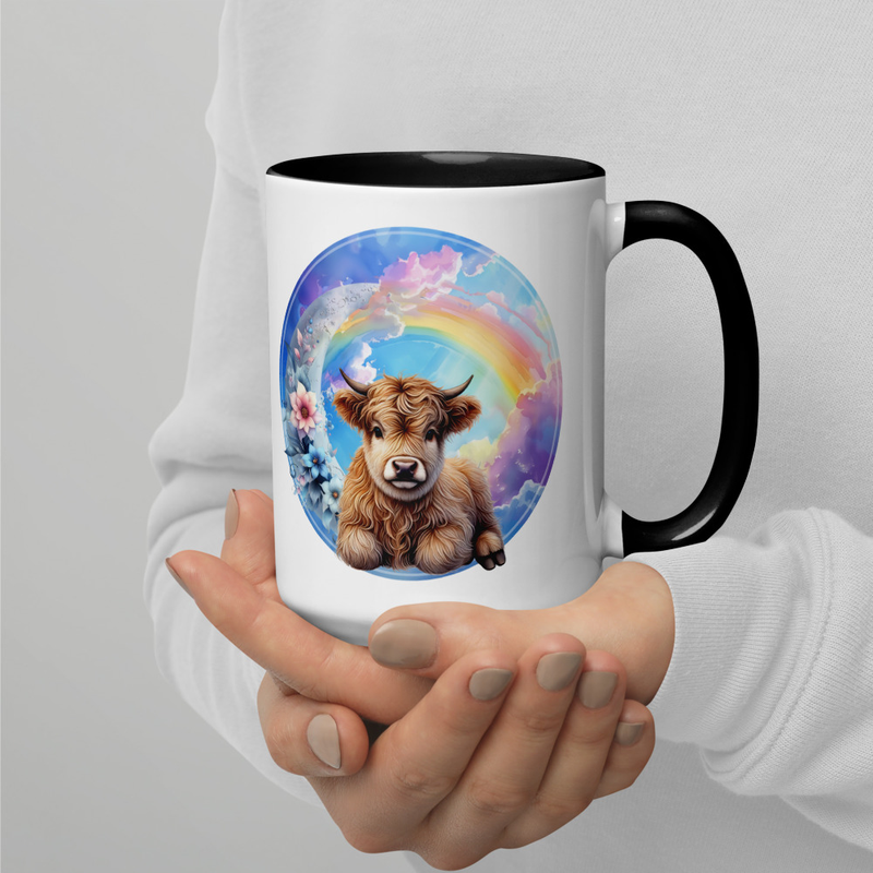 Highland Calf white mug with inside color