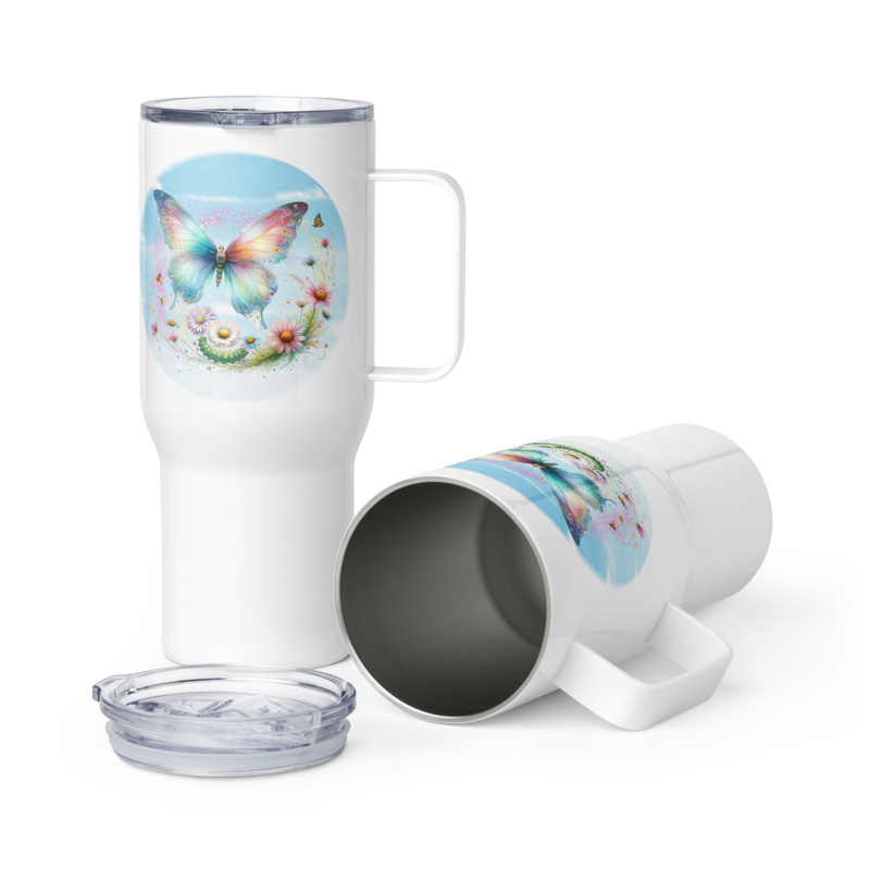 Butterfly transformation travel mug