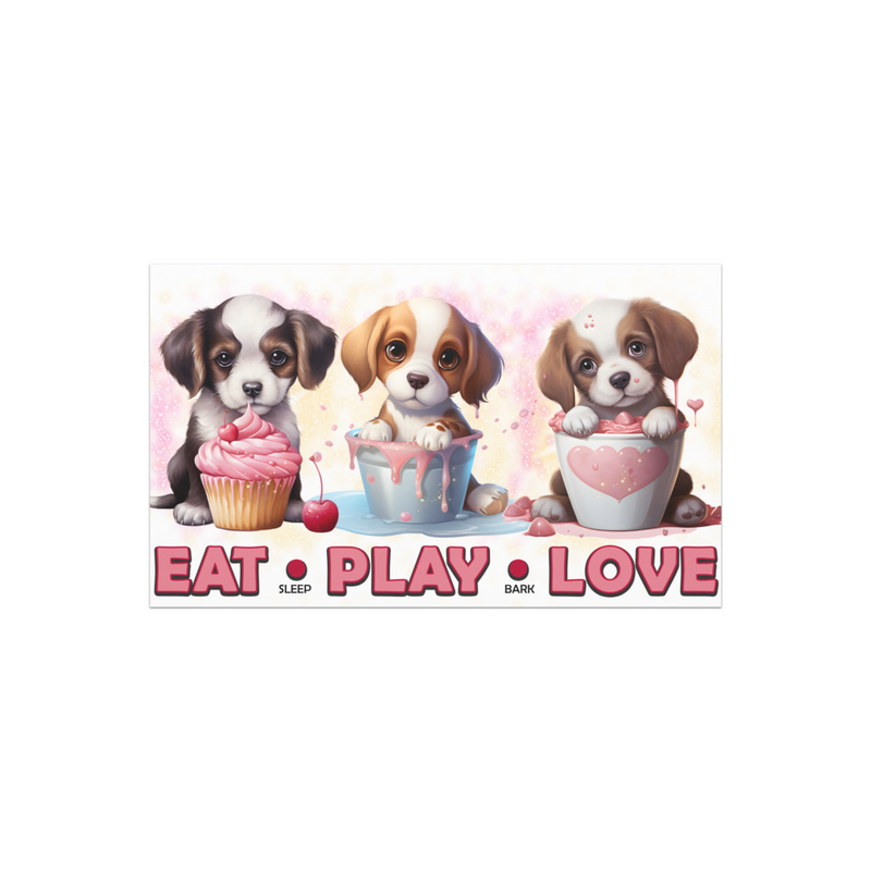 Eat Play Love puppies car magnet