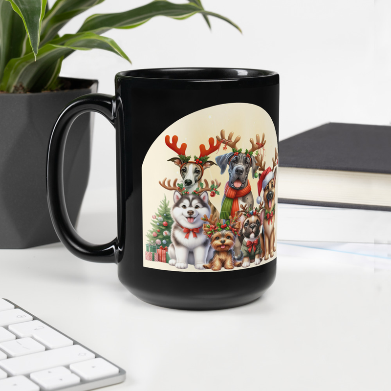 Dogs Christmas Love black mug