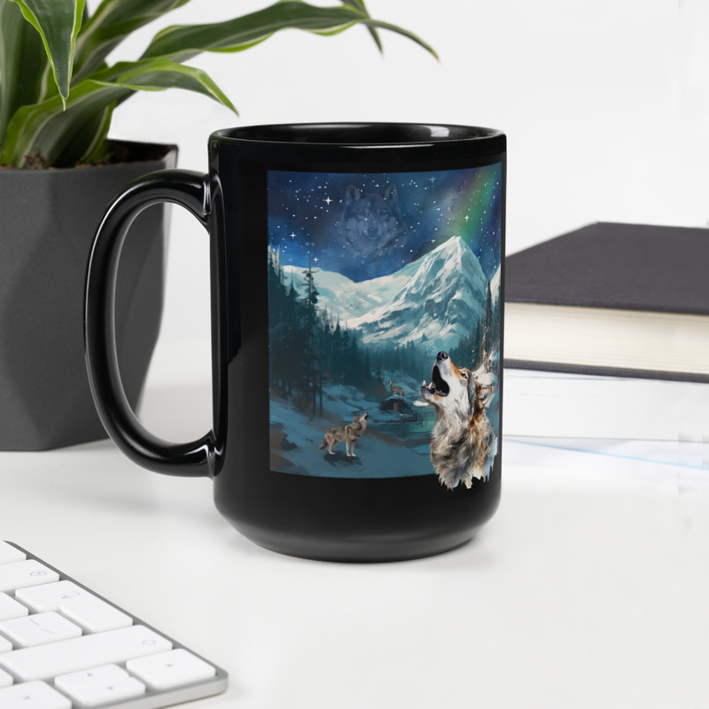 Howling Wolves black mug