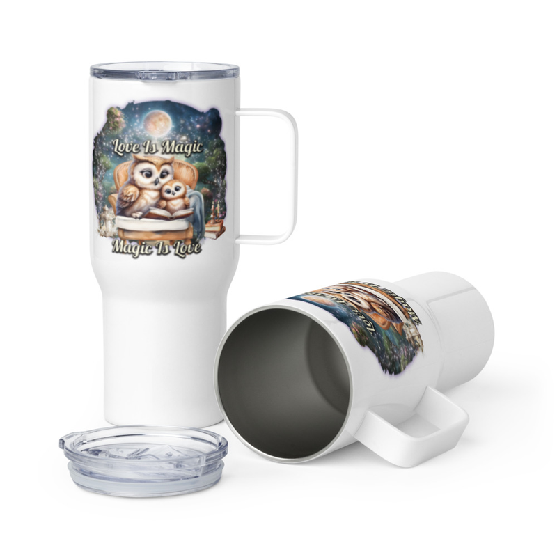 Owls Love Is Magic travel mug