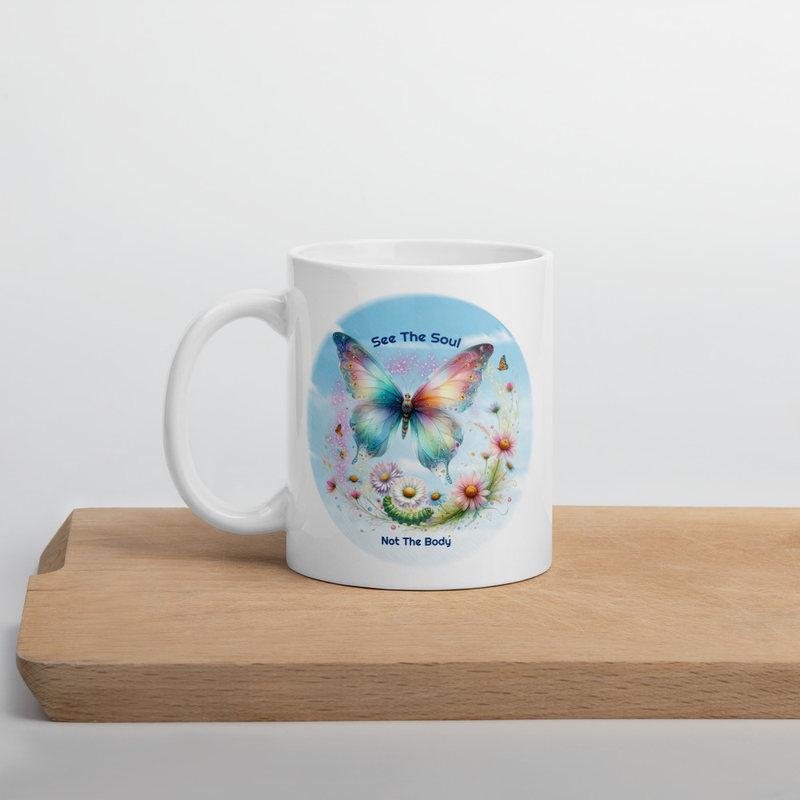 Butterfly See The Soul white mug