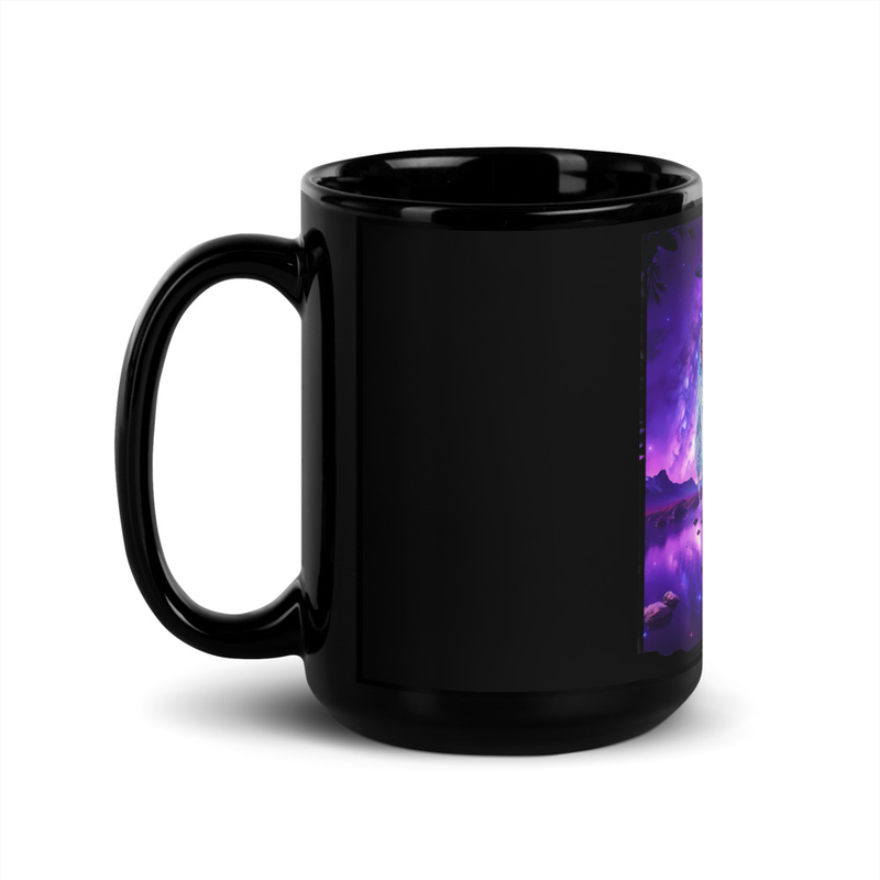 Dream Wolf Black Glossy Mug