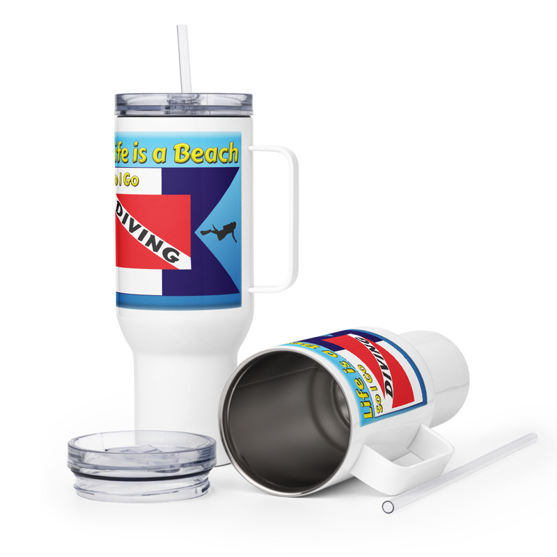 Life is a Beach Diving travel mug