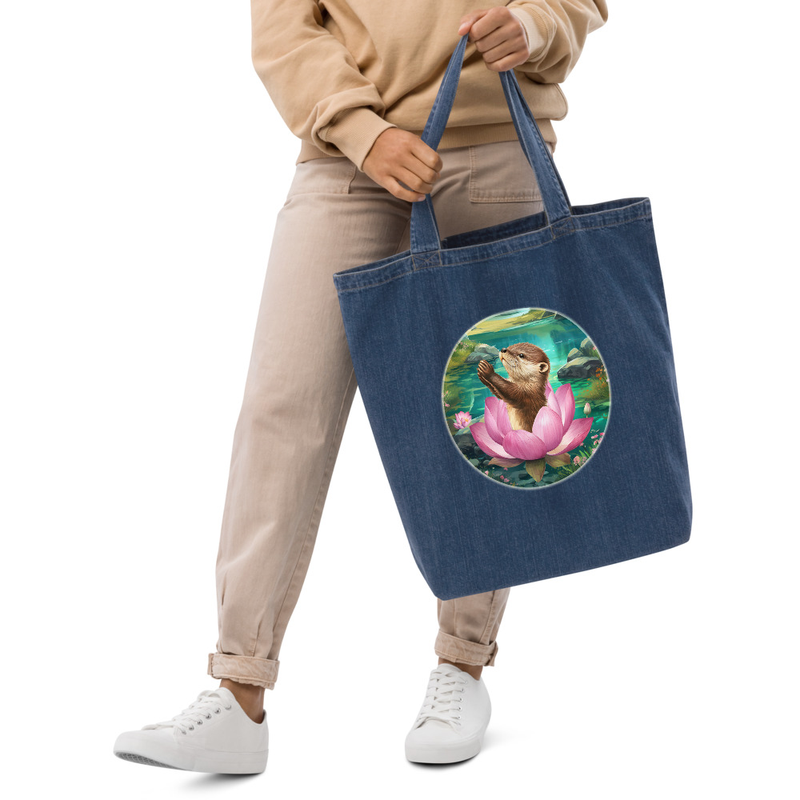 Otter Lotus organic denim tote bag