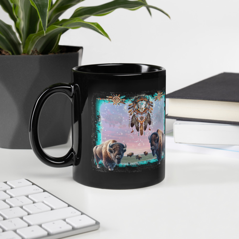 Bison Black Glossy Mug
