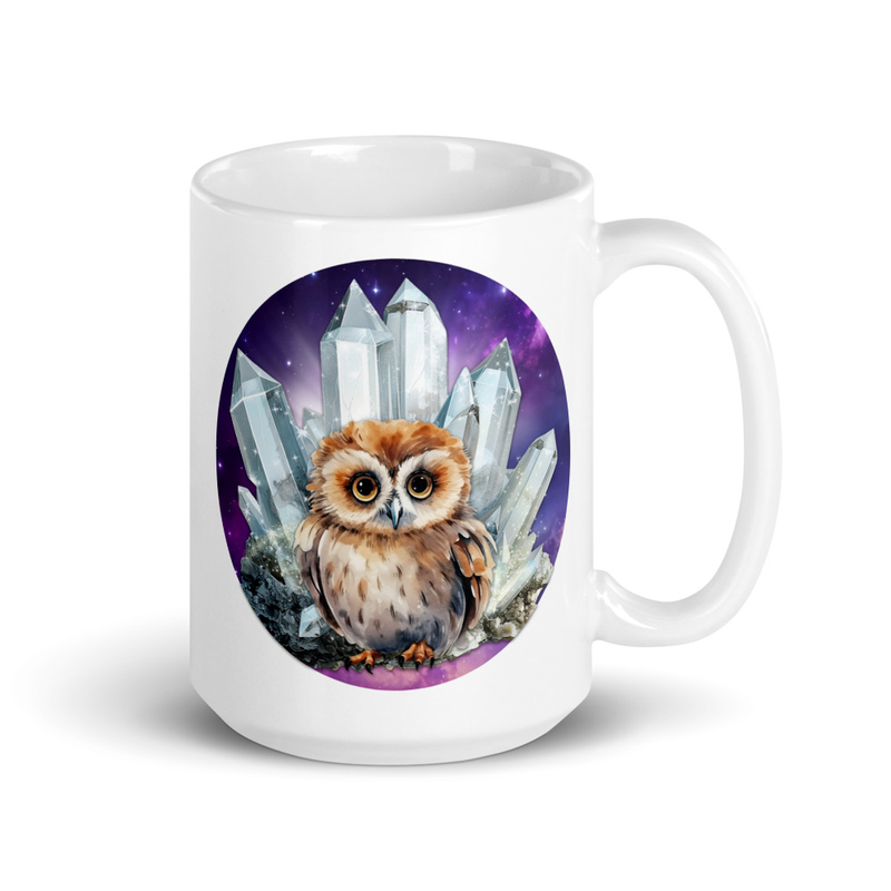 Owl Crystal white mug