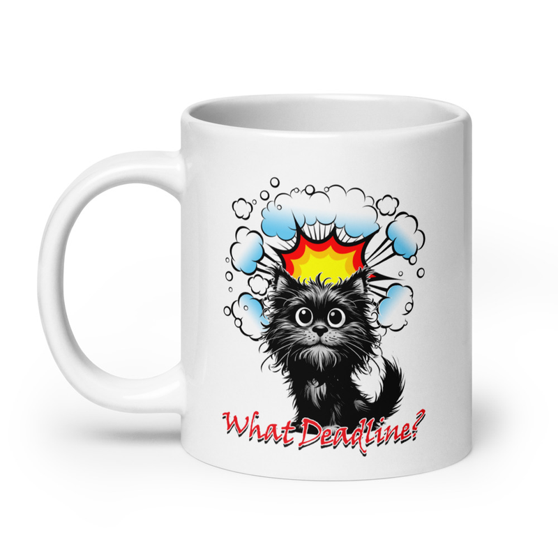 What Deadline cat white mug