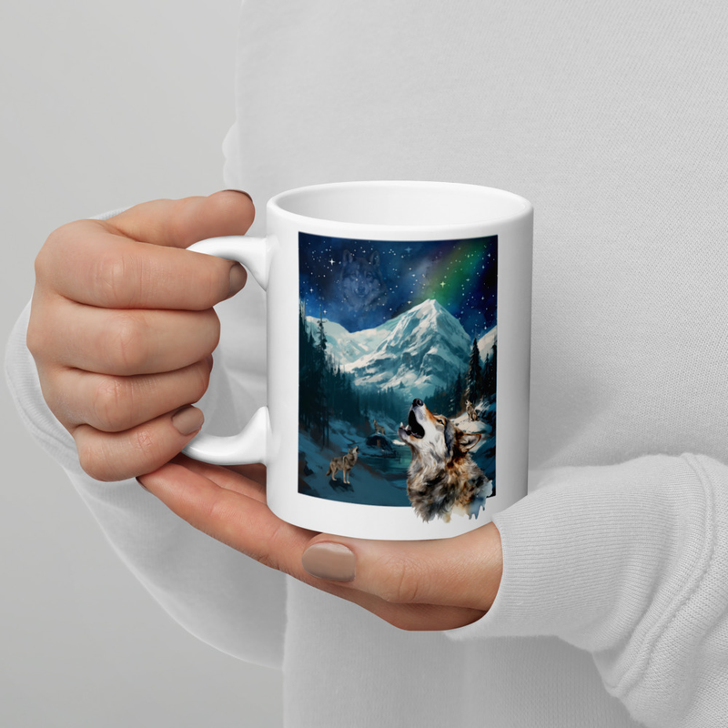 Howling Wolves white mug