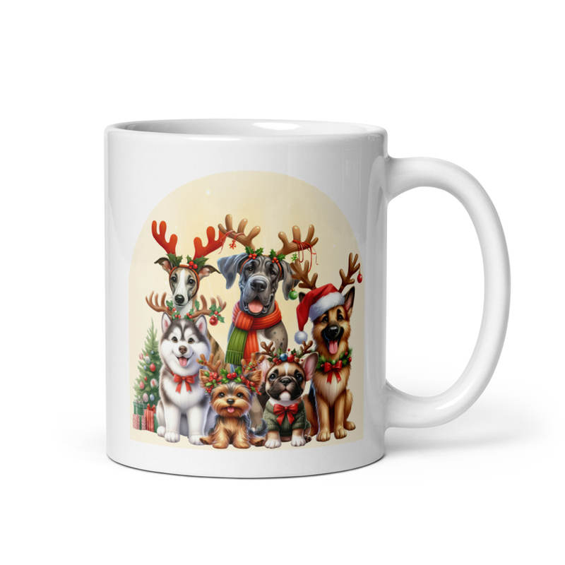 Dogs Christmas Love white mug