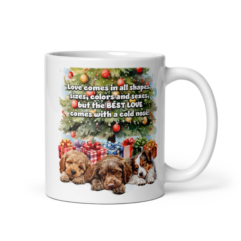 Dogs Xmas cold nose white mug