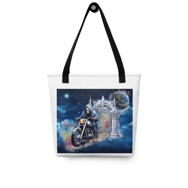 Skeleton motorcycle tote bag