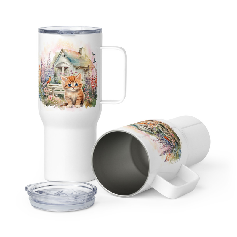 Orange stripe kitten travel mug