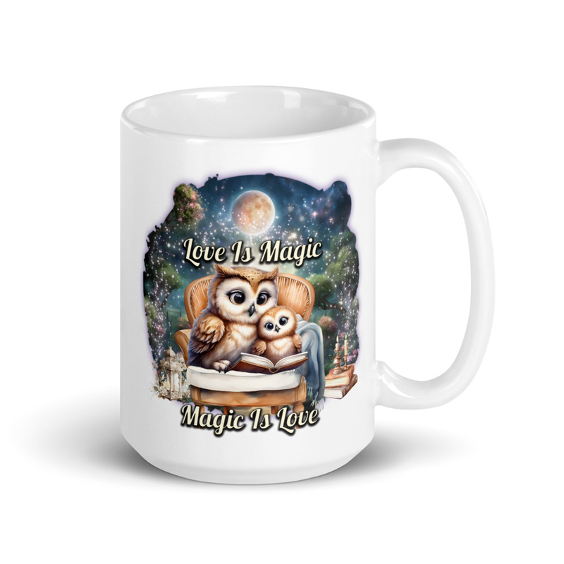 Owls Love Is Magic white mug