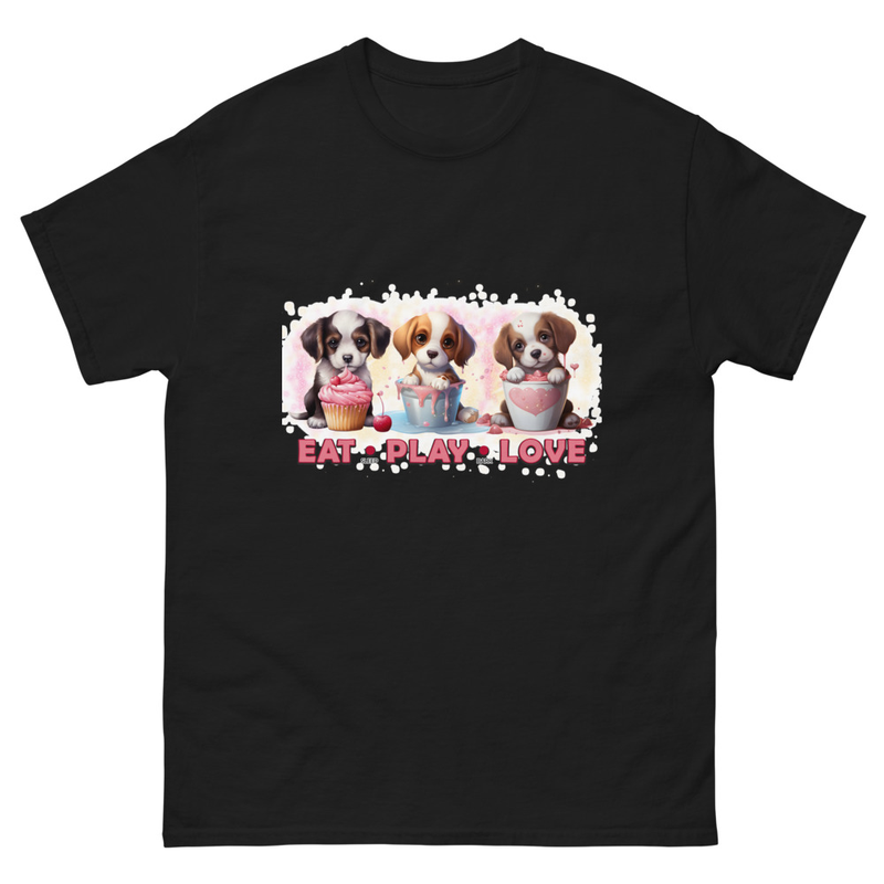 Eat Play Love Puppies unisex tee