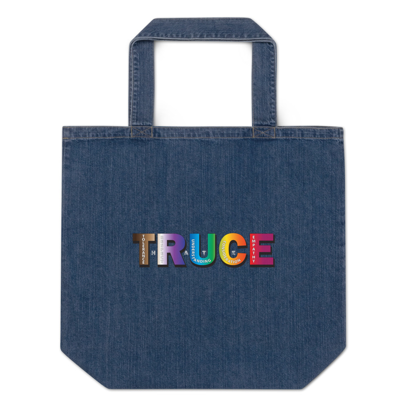 Truce against Hate Organic denim tote bag