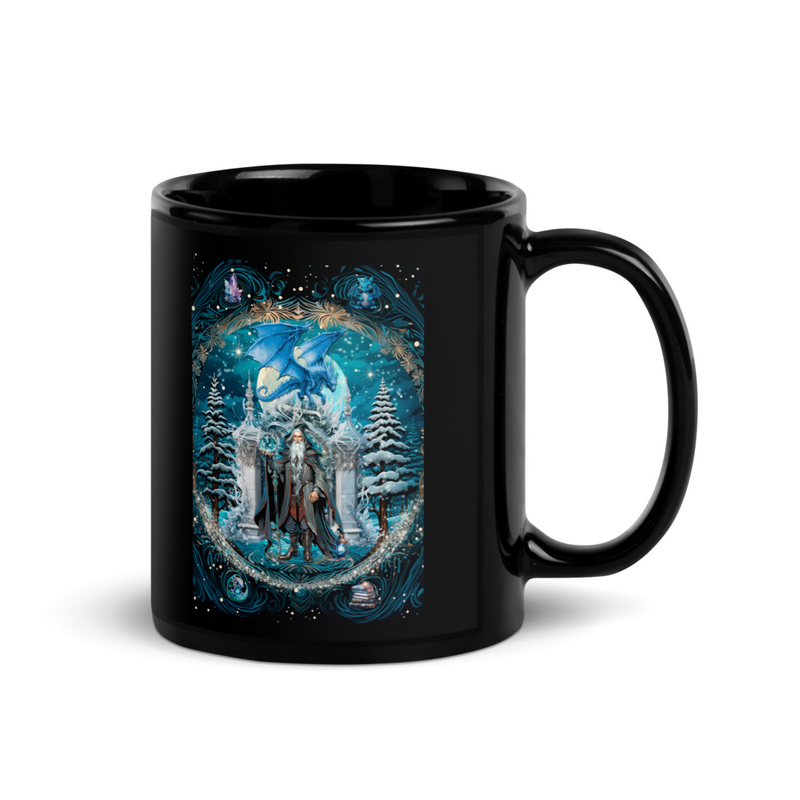 Summoning A Dragon Black Glossy Mug