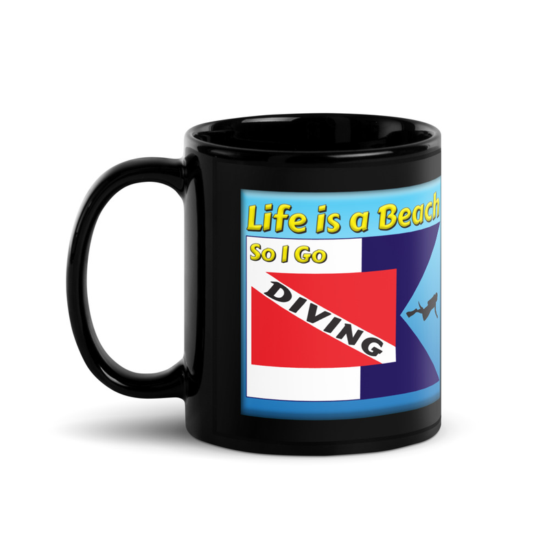 Life is a Beach Diving black mug