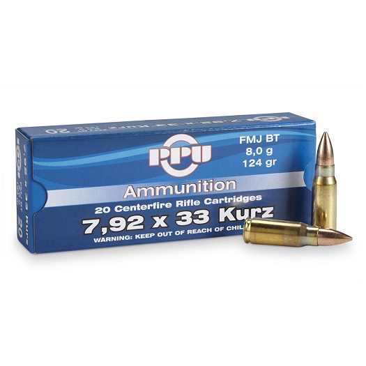 PPU 7.92 X 33 KURZ FMJ BT 124g