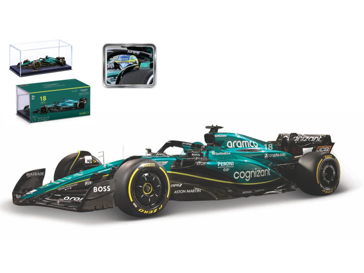 ASTON MARTIN ARAMCO COGNIZANT FORMULA ONE TEAM AMR23 #18 LANCE STROLL 2023 COM CAPACETE