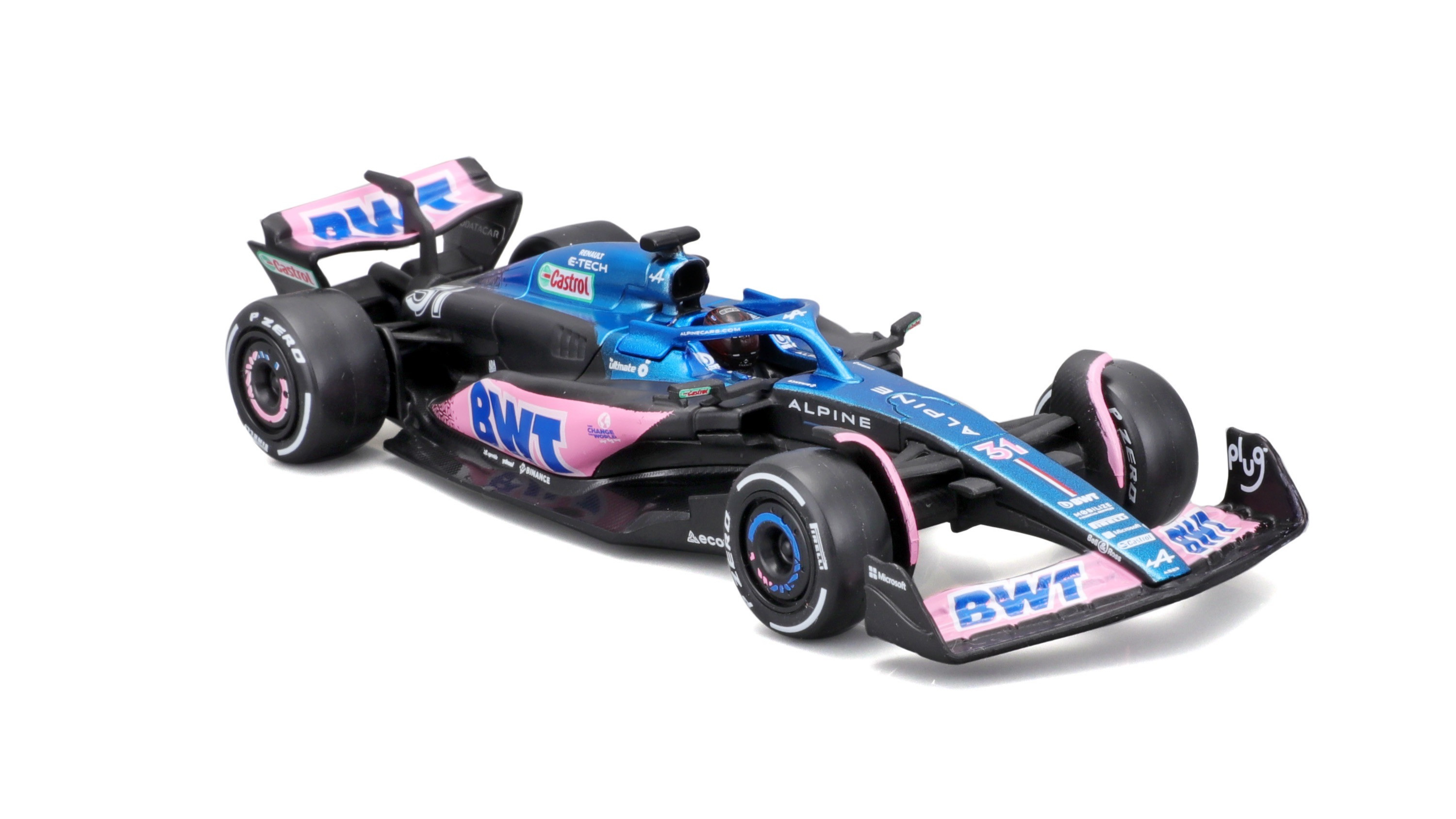 BWT Racing Renault ALPINE A523 #31 ESTEBAN OCON 2023 com capacete 