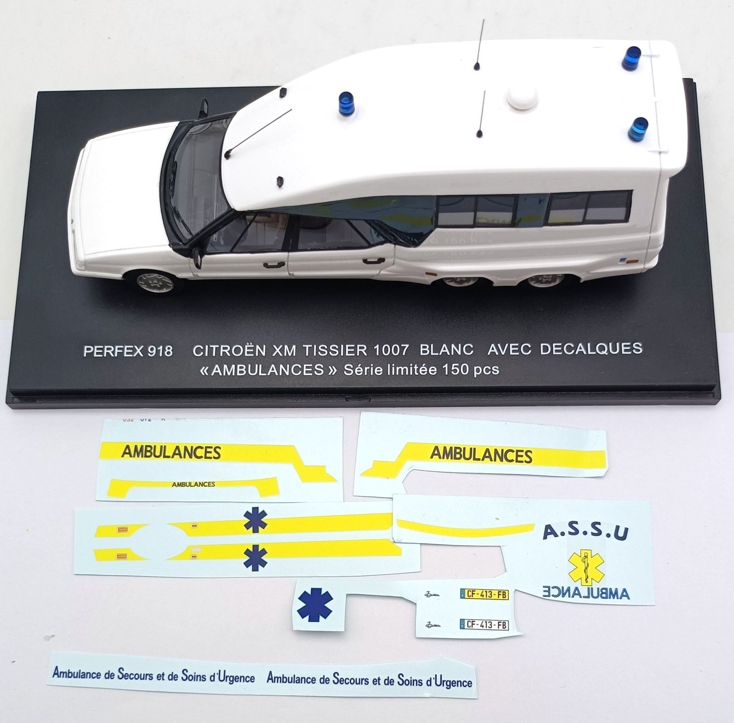CITROEN XM TISSIER 10007 BRANCO COM DECALQUES AMBULANCIA SERIE LIMITADA A 150 PEÇAS