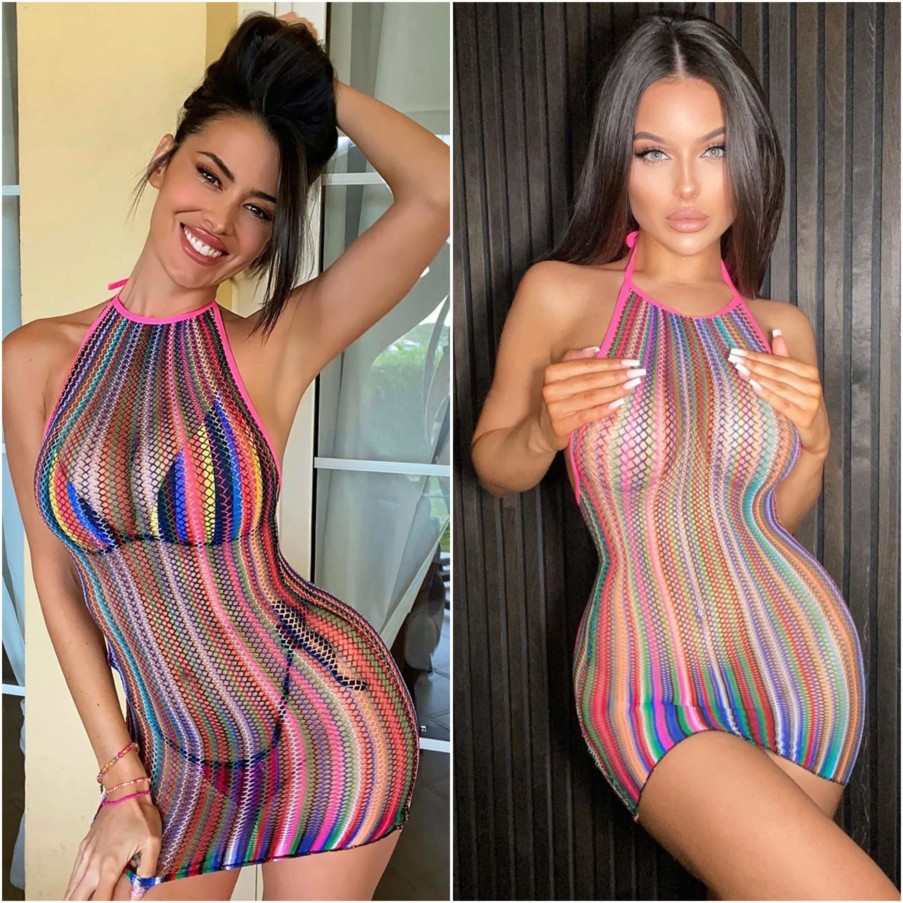 Fishnet multicolor dress (OS)