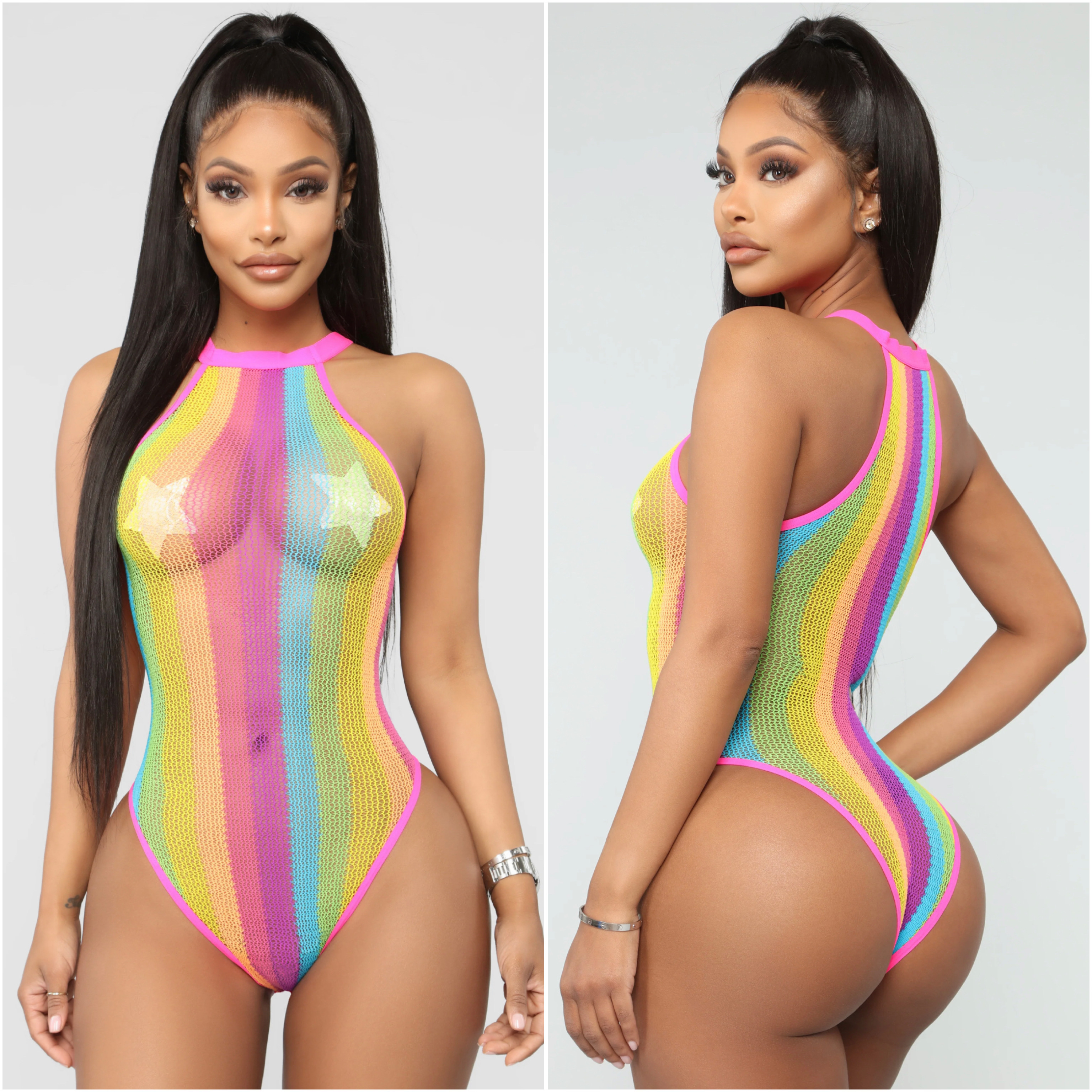 Multicolor Fishnet One piece (OS)
