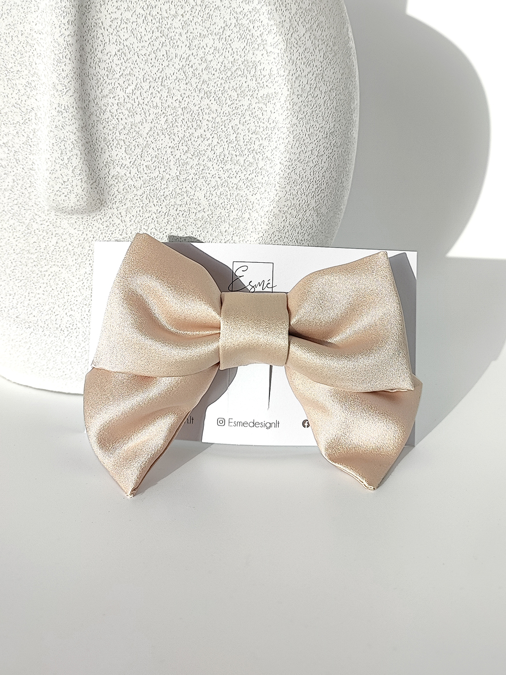 Mini satino kaspinėlis plaukams, Nude