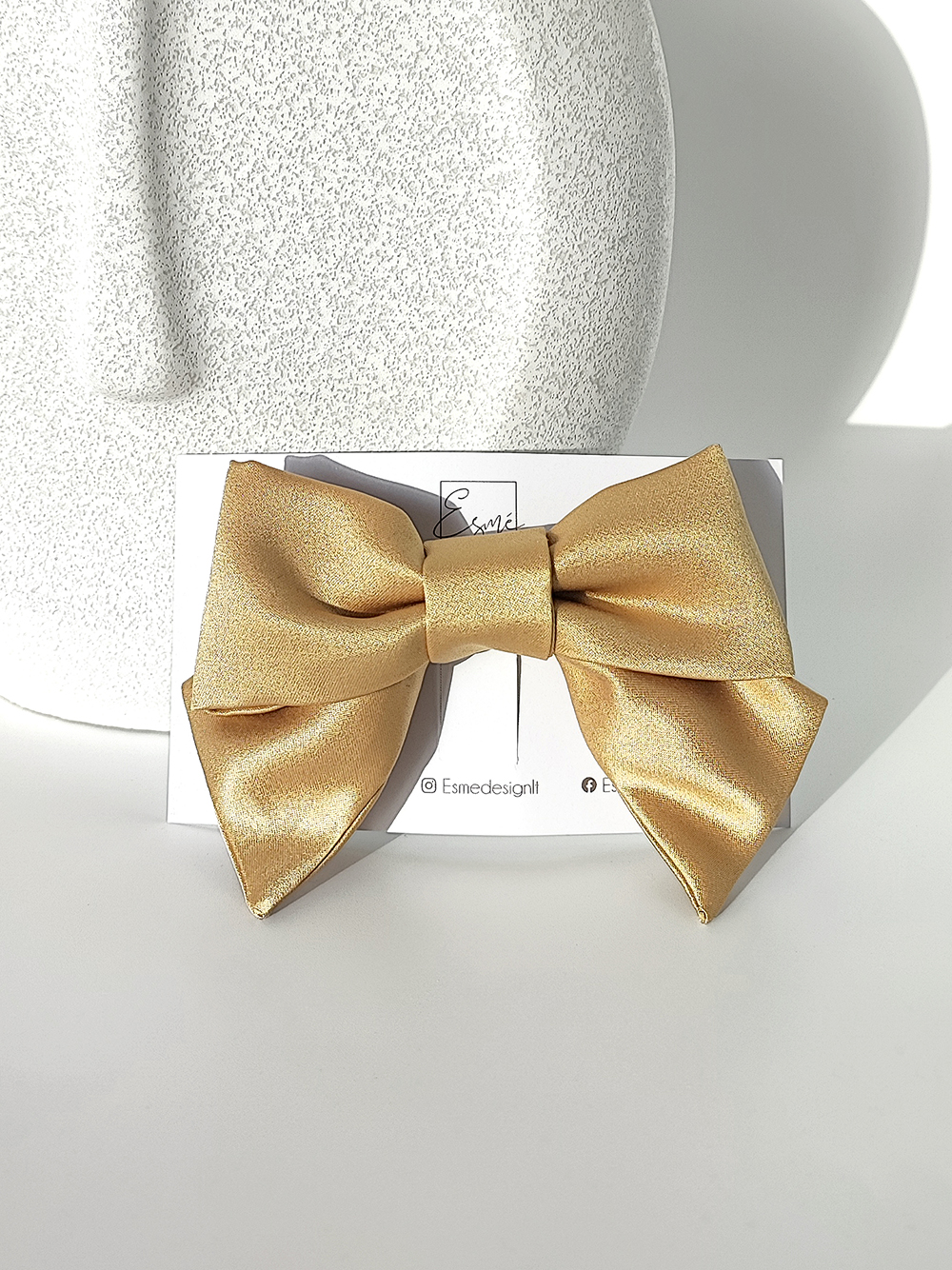 Mini satino kaspinėlis plaukams, Gold