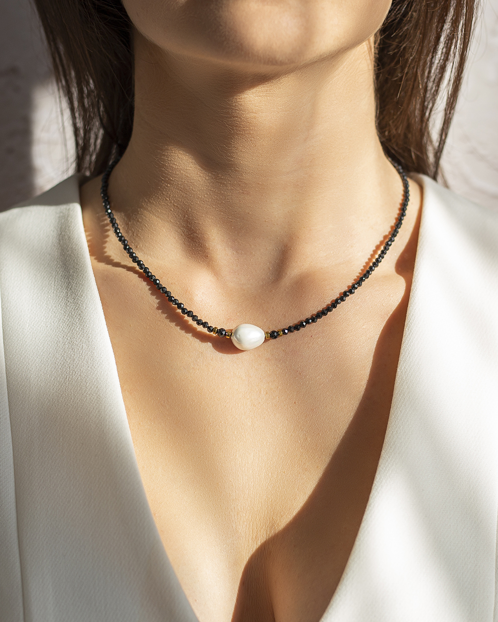 Vėrinys "Sparkle" su perlu, Black