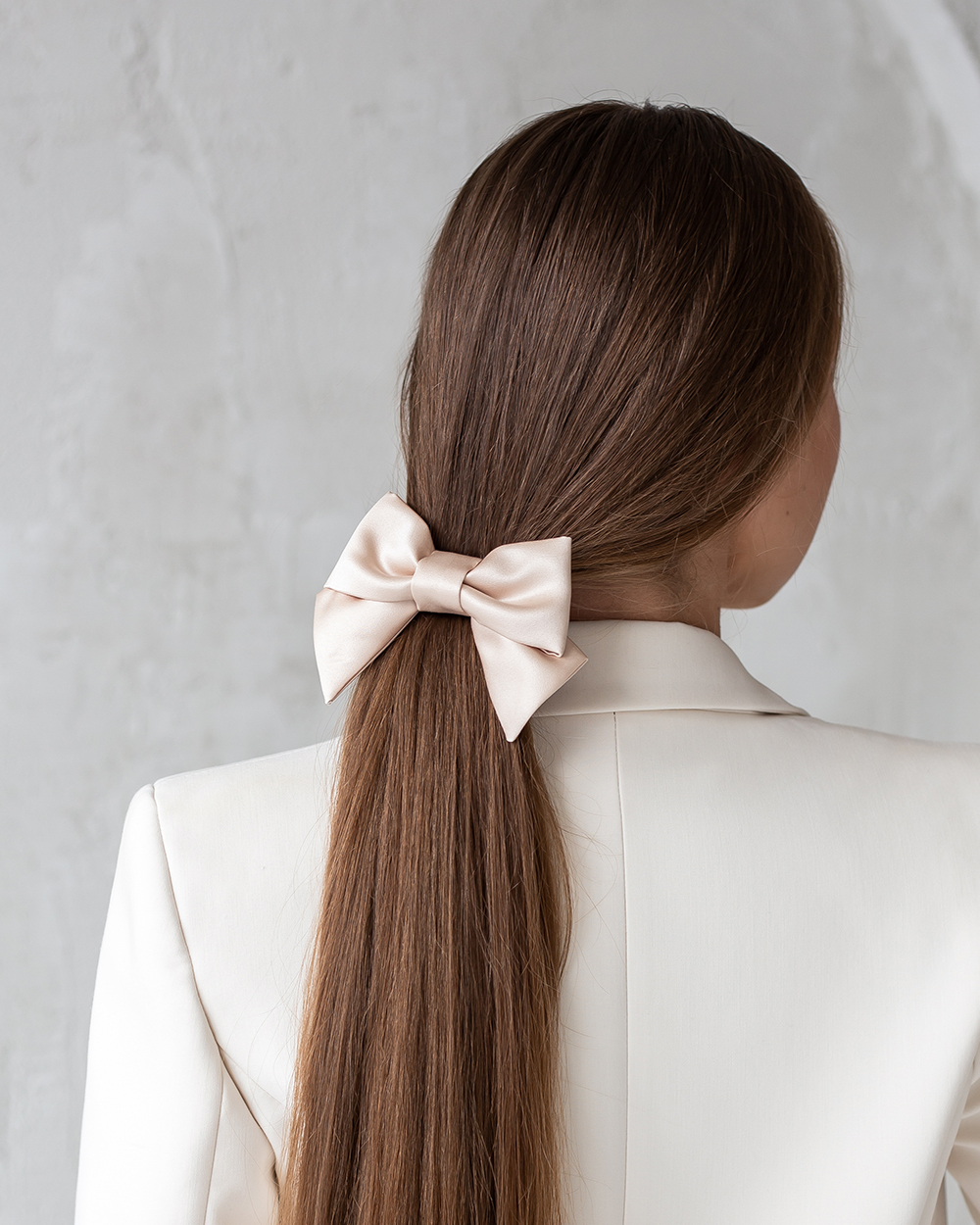 Mini satino kaspinėlis plaukams, Nude