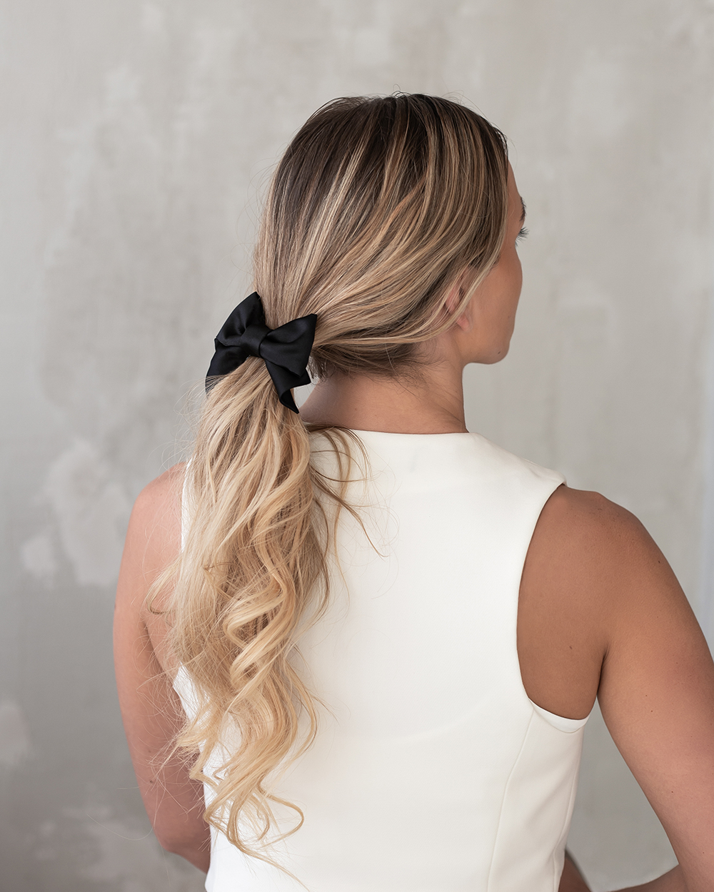 Mini satino kaspinėlis plaukams, Black