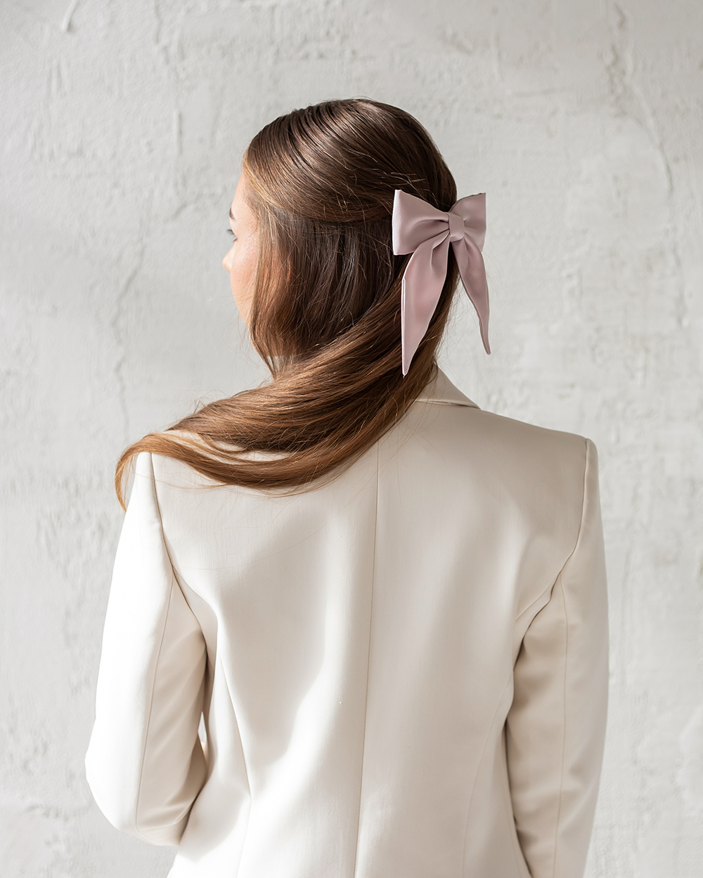 Satino kaspinas plaukams, Dusty Pink