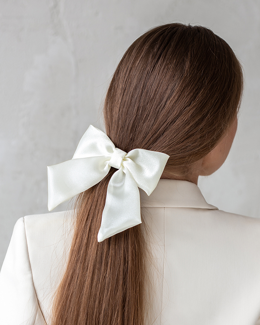 Organzos kaspinas plaukams, Ivory